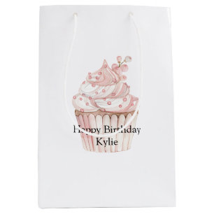 Pink Chic Cupcake Birthday Medium Gift Bag