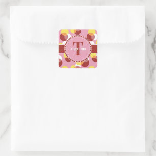 Pink Chic Geometric Polka Dots Pattern Square Sticker