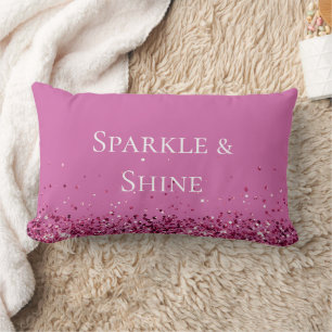 Pink Chic Glitter Sparkle Lumbar Pillow