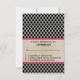 Pink Chic Quatrefoil Response Card