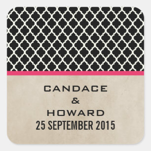 Pink Chic Quatrefoil Wedding Stickers