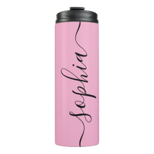Pink Chic Script Custom Name Thermal Tumbler