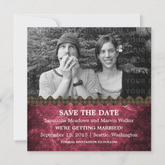 Pink Chic Steampunk Photo Save the Date Invite
