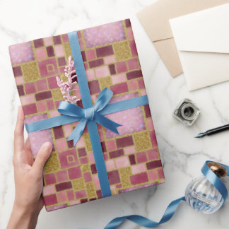 Pink Chic Watercolors Faux Glitter Wrapping Paper