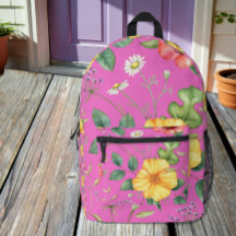 Pink, Chick, Dessin Vintage Fleur sauvage sac à do
