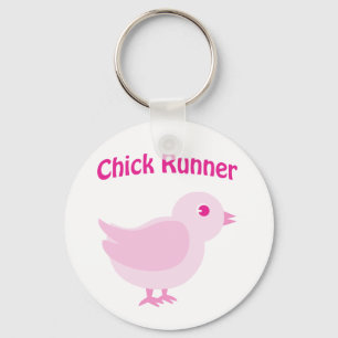 Pink Chick Runner Keychain