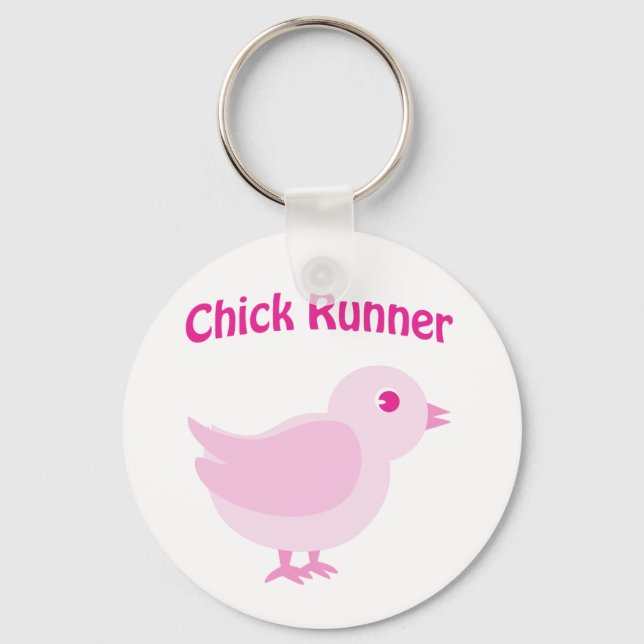 Pink Chick Runner Keychain (Front)