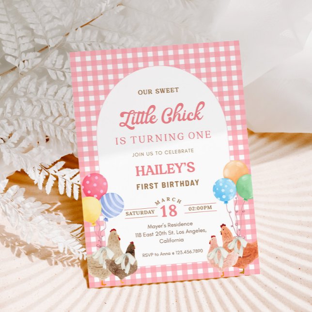 Pink Chicken Birthday Invitation (Creator Uploaded)