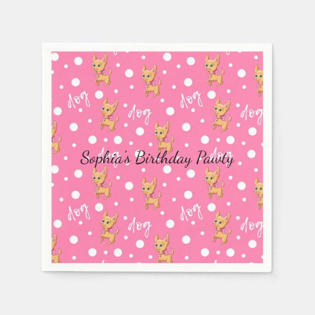 Pink Chihuahua Paper Napkins (Front)