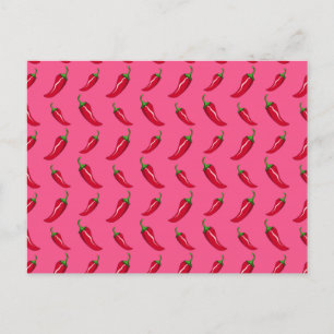 Pink chili peppers pattern postcard