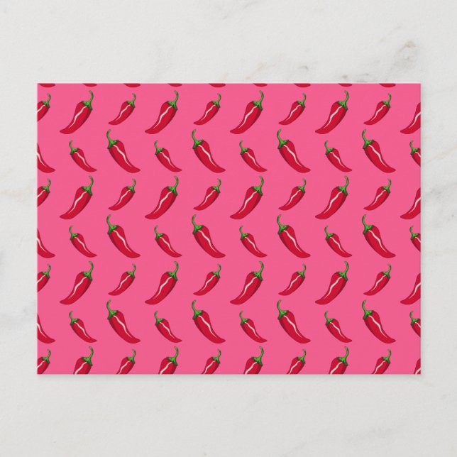 Pink chili peppers pattern postcard (Front)