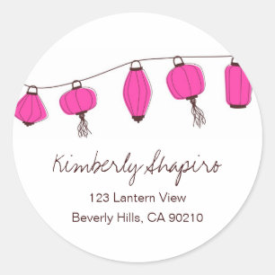 Pink Chinese Lanterns Address Labels