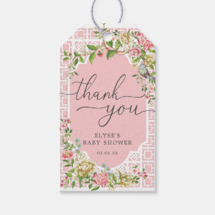 Pink Chinoiserie Baby Shower Thank You Favour Tag