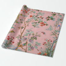 Pink Chinoiserie Bird Floral Decoupage