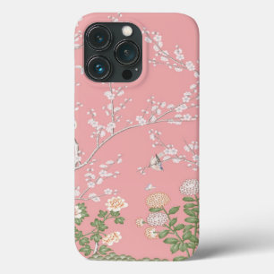 Pink Chinoiserie Bird Floral Elegant iPhone 13 Pro Case
