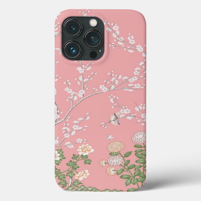 Pink Chinoiserie Bird Floral Elegant Case-Mate iPhone Case (Back)