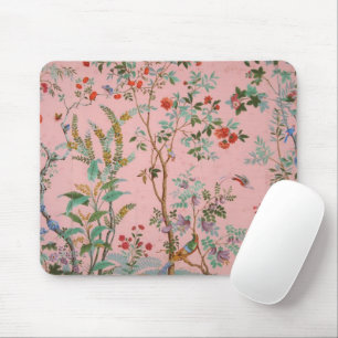 Pink Chinoiserie Bird Floral Mouse Pad