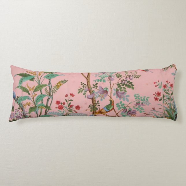 Pink Chinoiserie Body Pillow (Front)