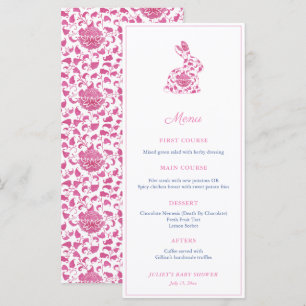 Pink Chinoiserie Bunny Bridal Shower Party Menu