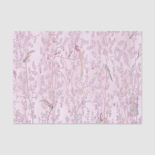 Pink Chinoiserie Chinese Decoupage Tissue Paper (Front)