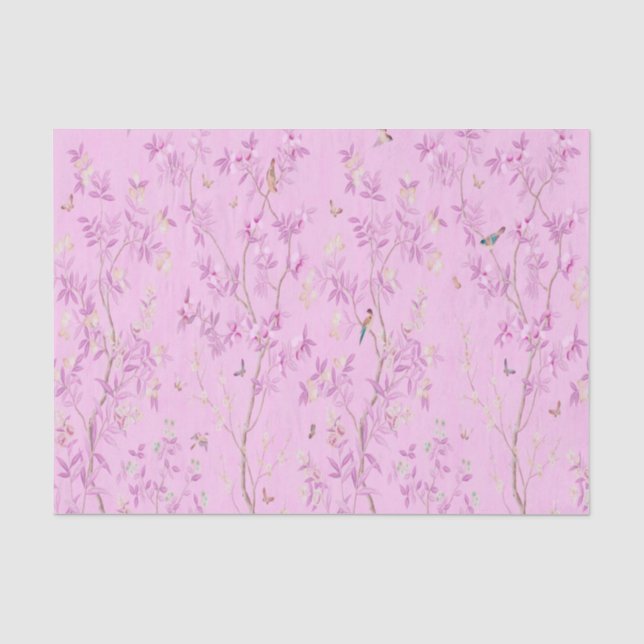 Pink Chinoiserie Chinese Decoupage Tissue Paper (Front)
