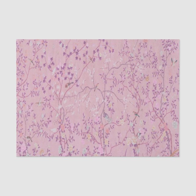 Pink Chinoiserie Chinese Decoupage Tissue Paper (Front)