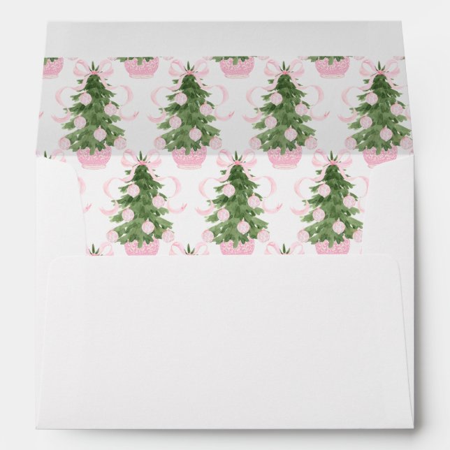 Pink Chinoiserie Christmas Tree Lined Envelope (Back (Bottom))