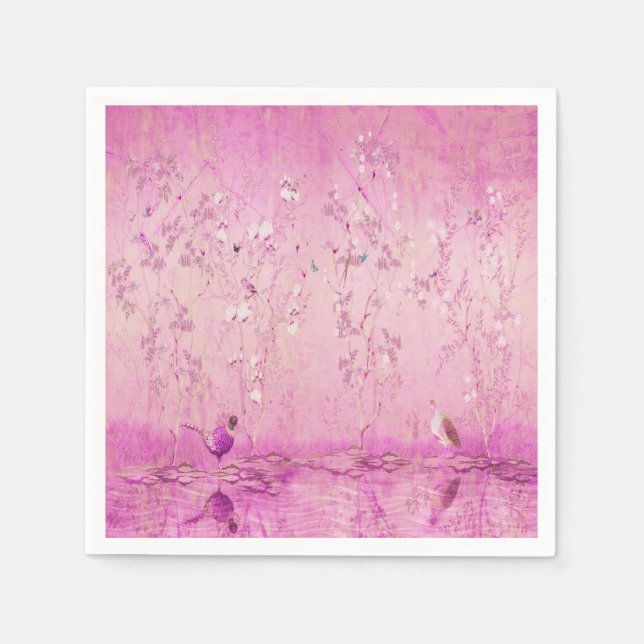 Pink Chinoiserie Decoupage Napkin (Front)