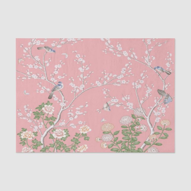 Pink Chinoiserie Decoupage Tissue Paper (Front)