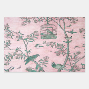 Pink Chinoiserie Decoupage Wrapping Paper Sheets 