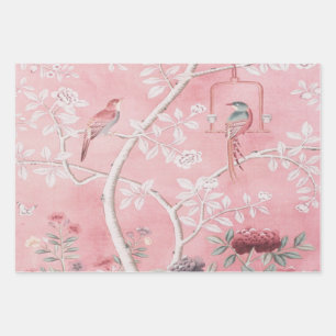 Pink Chinoiserie Decoupage Wrapping Paper Sheets 
