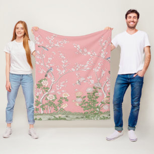 Pink Chinoiserie Fleece Blanket