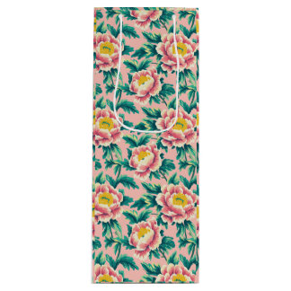 Pink Chinoiserie Floral Wine Gift Bag