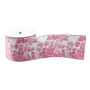 Pink Chinoiserie Grosgrain Ribbon