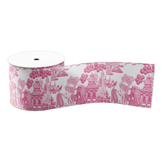 Pink Chinoiserie Grosgrain Ribbon