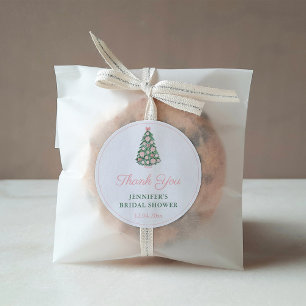 Pink Chinoiserie Holidays Tree Bridal Shower Favou Classic Round Sticker