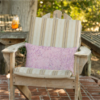 Pink Chinoiserie Patio Outdoor Lumbar Pillow