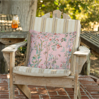Pink Chinoiserie Patio Outdoor Pillow