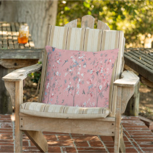 Pink Chinoiserie Patio Outdoor Pillow