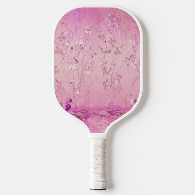 Pink Chinoiserie Pickleball Paddle (Front)