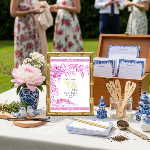 Pink Chinoiserie Recipe Cards Here Sign