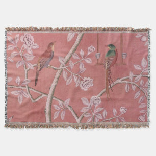 Pink Chinoiserie Throw Blanket
