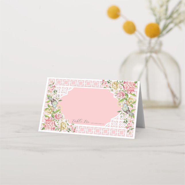 Pink Chinoiserie Trianon Place Card (Front)