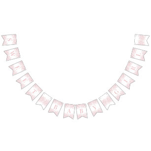 Pink Chinoiserie Vintage Floral Baby Shower Decor Bunting Flags