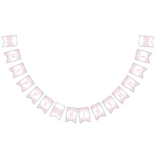 Pink Chinoiserie Vintage Floral Birthday Decor Bunting Flags