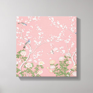 Pink Chinoiserie Wall Art Decor Canvas Print