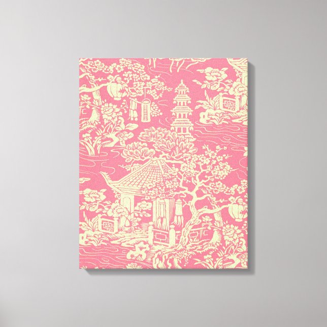 Pink Chinoiserie Wall Art Decor Canvas Print (Front)