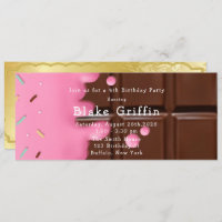 Pink Chocolate Bar Golden Ticket Birthday