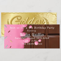 Pink Chocolate Bar Golden Ticket Birthday