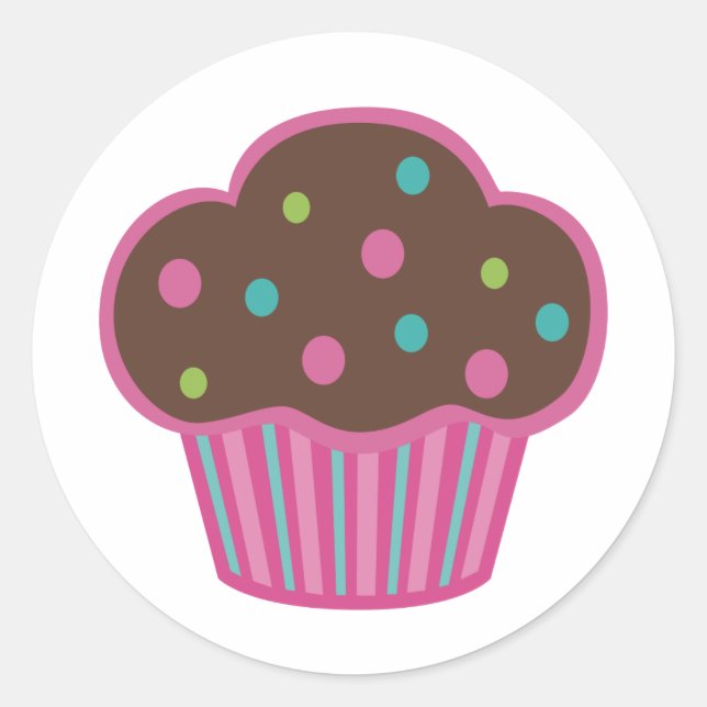 Pink Chocolate Cupcake Stickers (Front)